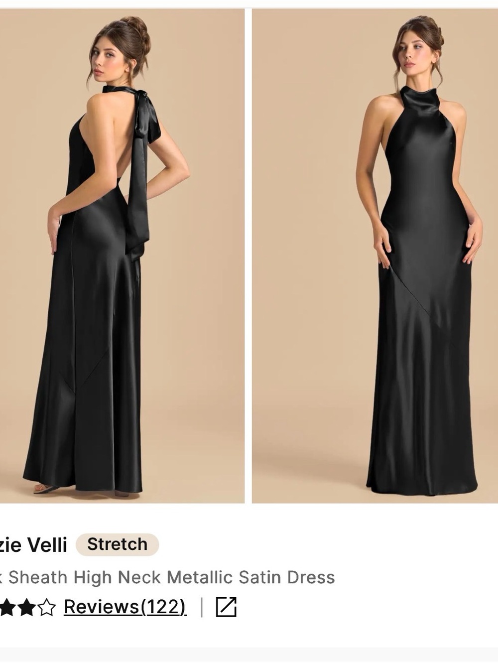 Azazi Black High-Neck Satin Dress